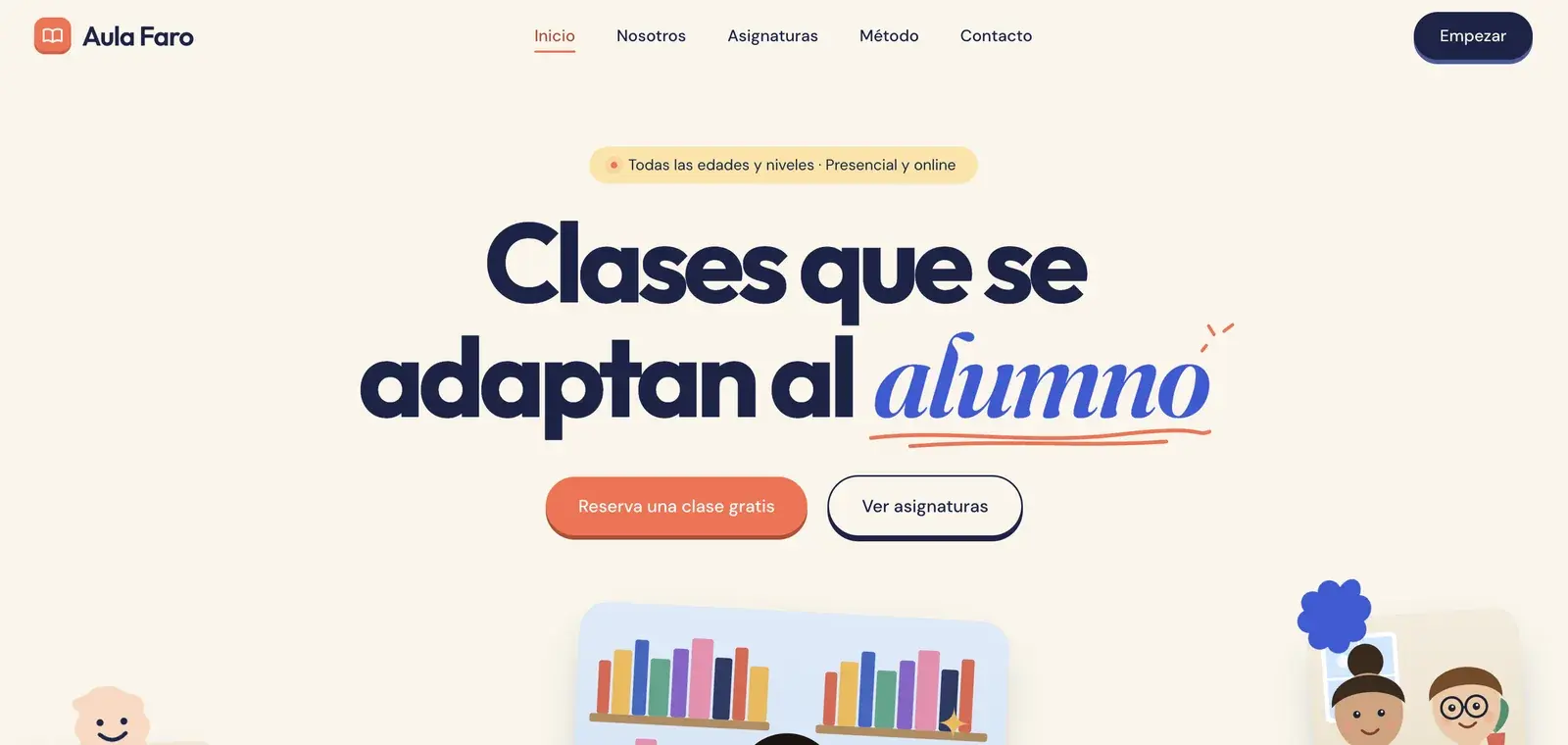 Captura de una web de academia