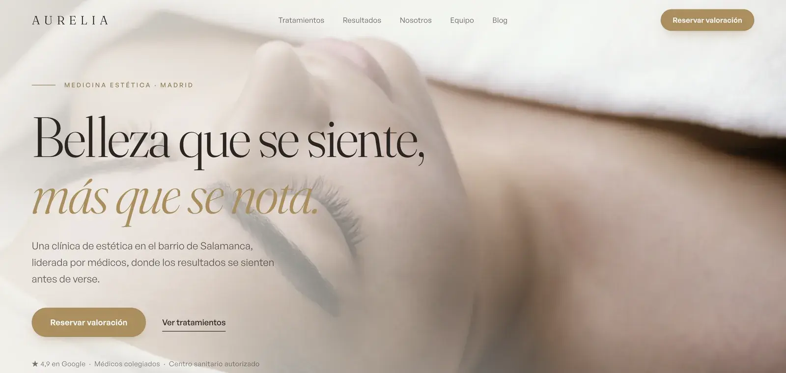 Captura de una web de medicina estética