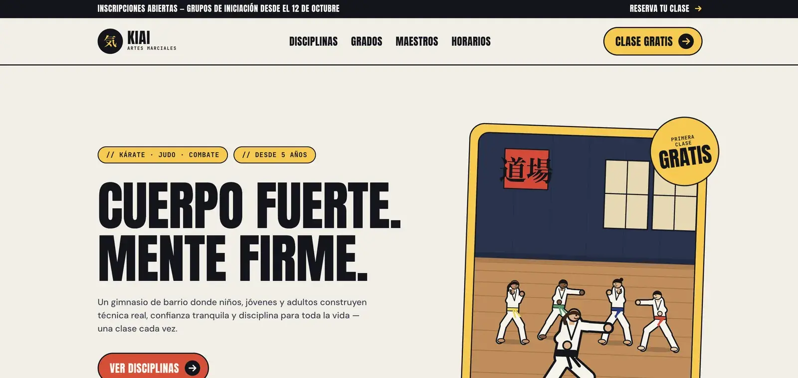 Captura de una web de artes marciales