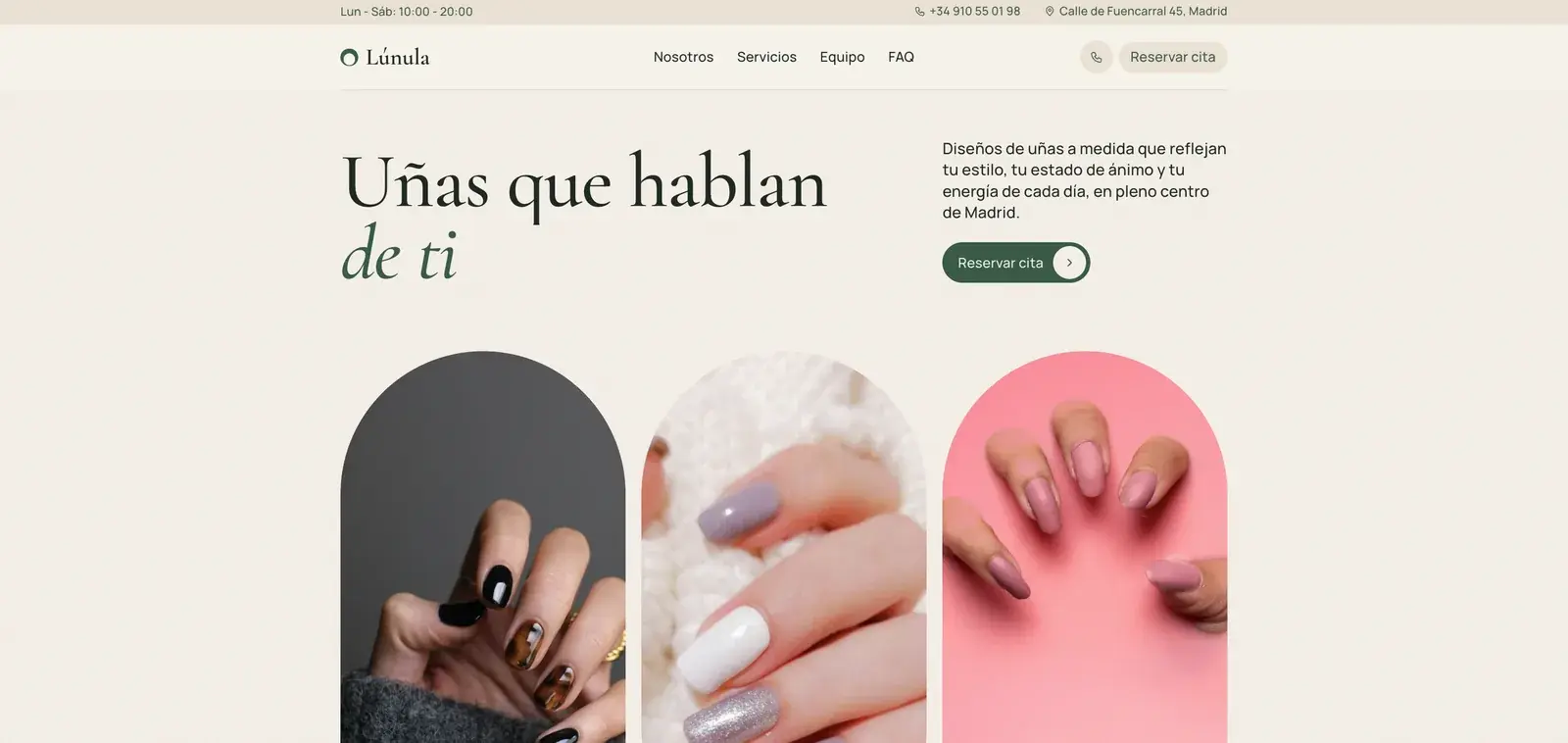 Captura de una web de uñas